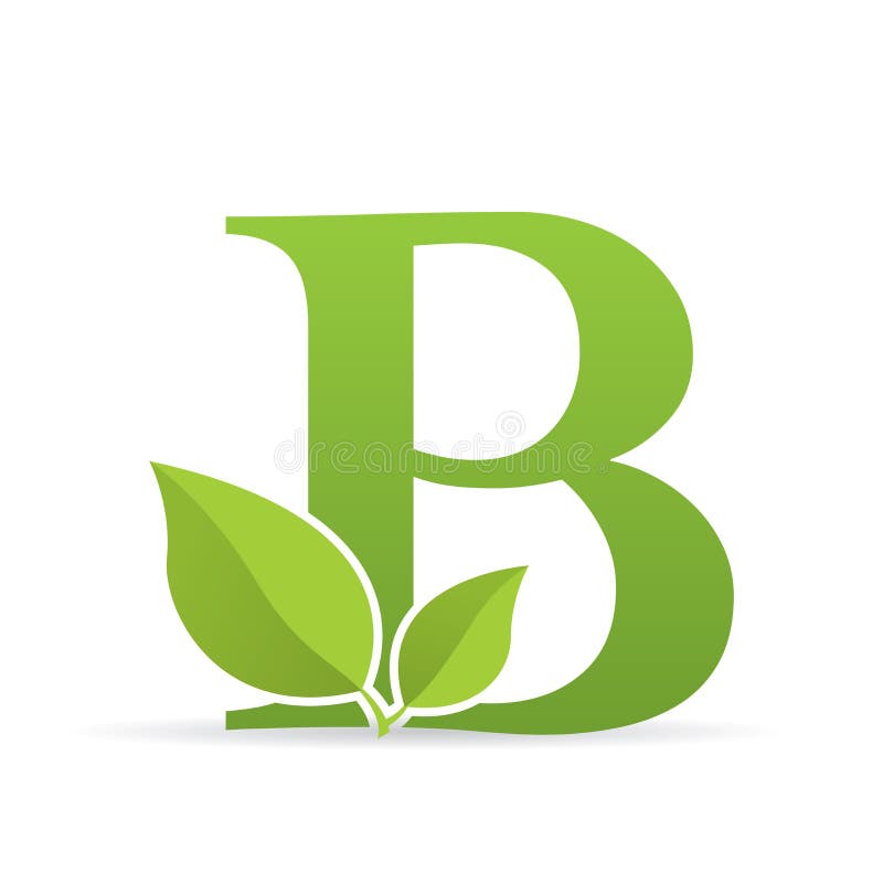 Letter b alphabet of green leaves Royalty Free Vector Image