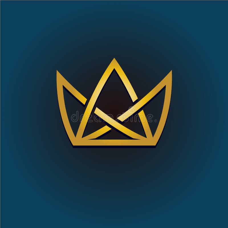 Logo lineare della corona dorata Illustrazione semplice della corona di stile illustrazione vettoriale