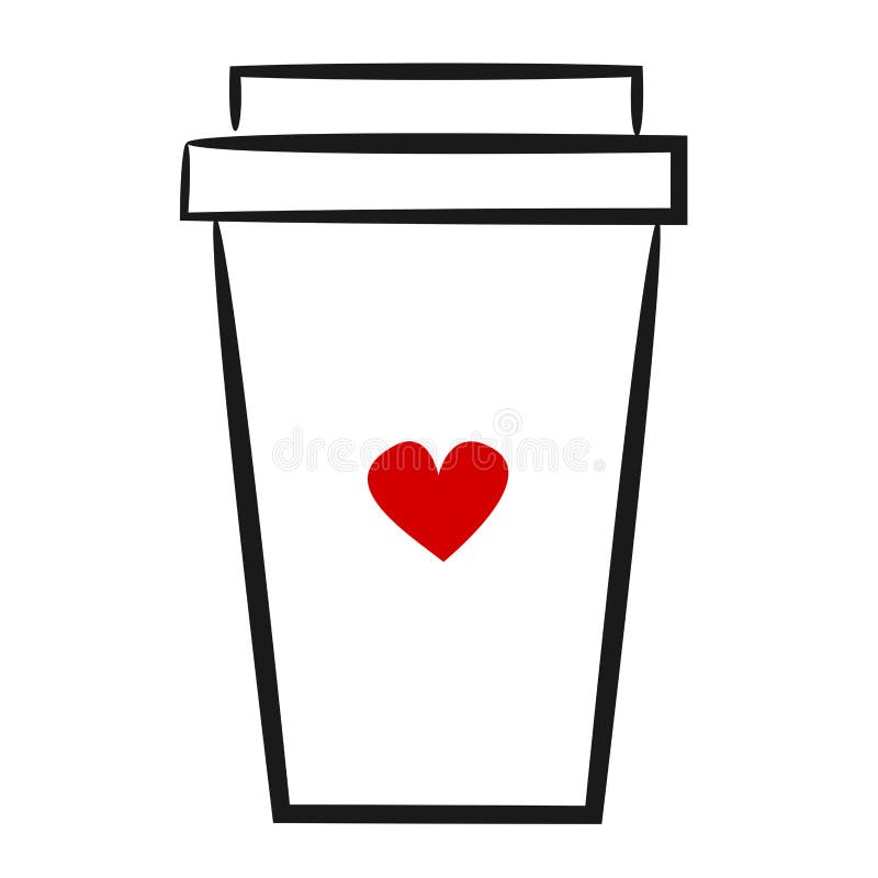 Logo lineare disegnato a mano sveglio della tazza di carta del caffè dell'illustrazione royalty illustrazione gratis Logo lineare disegnato a mano sveglio della tazza di carta del caffè dell'illustrazione royalty illustrazione gratis