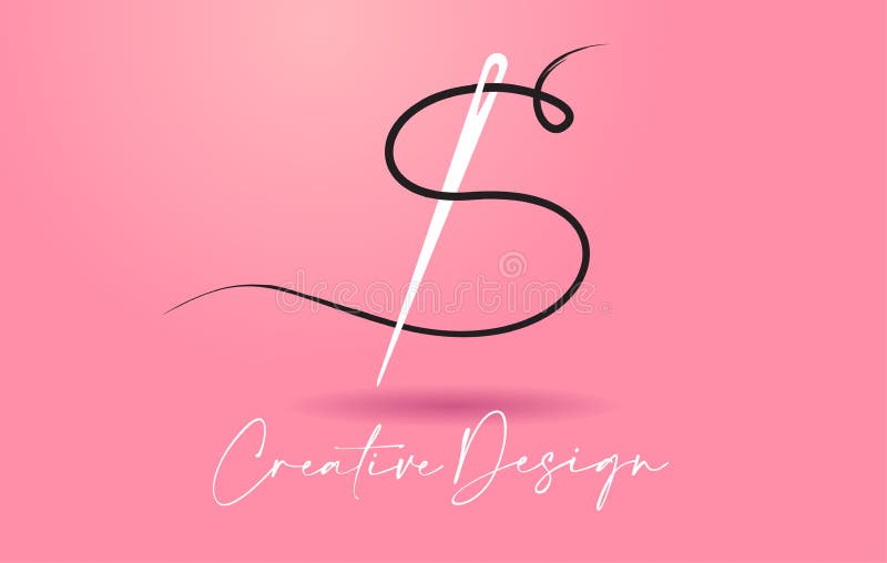 Logo litery s z igłą i nicią wektorowe koncepcje projektowe ilustracji