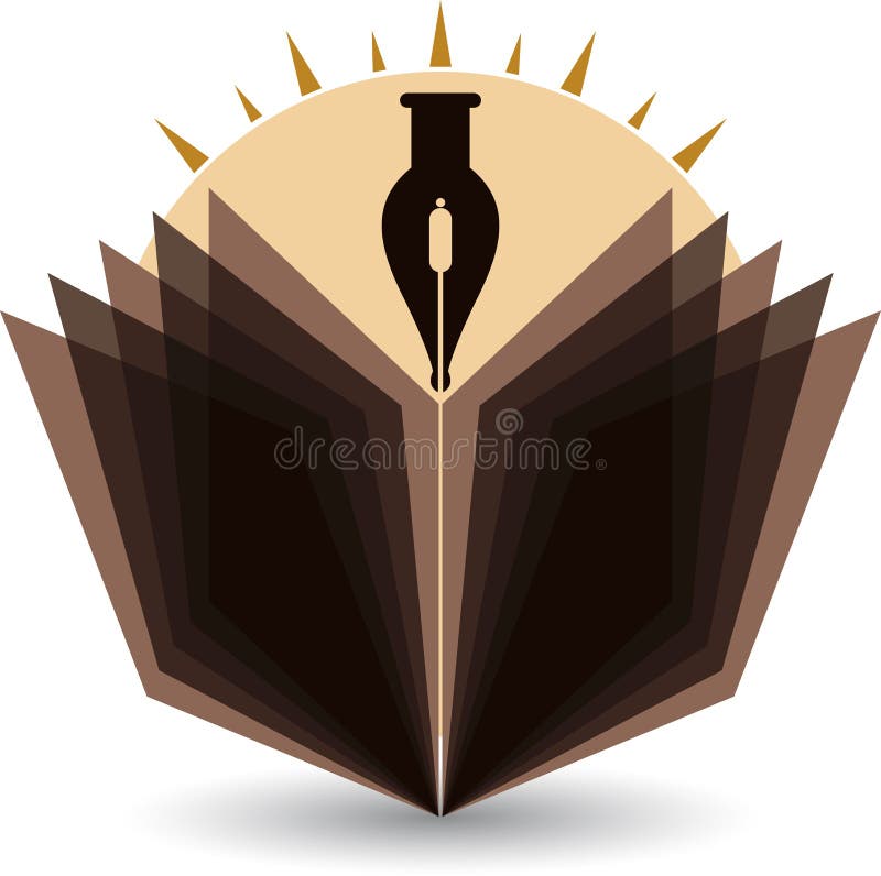 Logo lumineux de stylo et de livre illustration de vecteur Logo lumineux de stylo et de livre illustration de vecteur