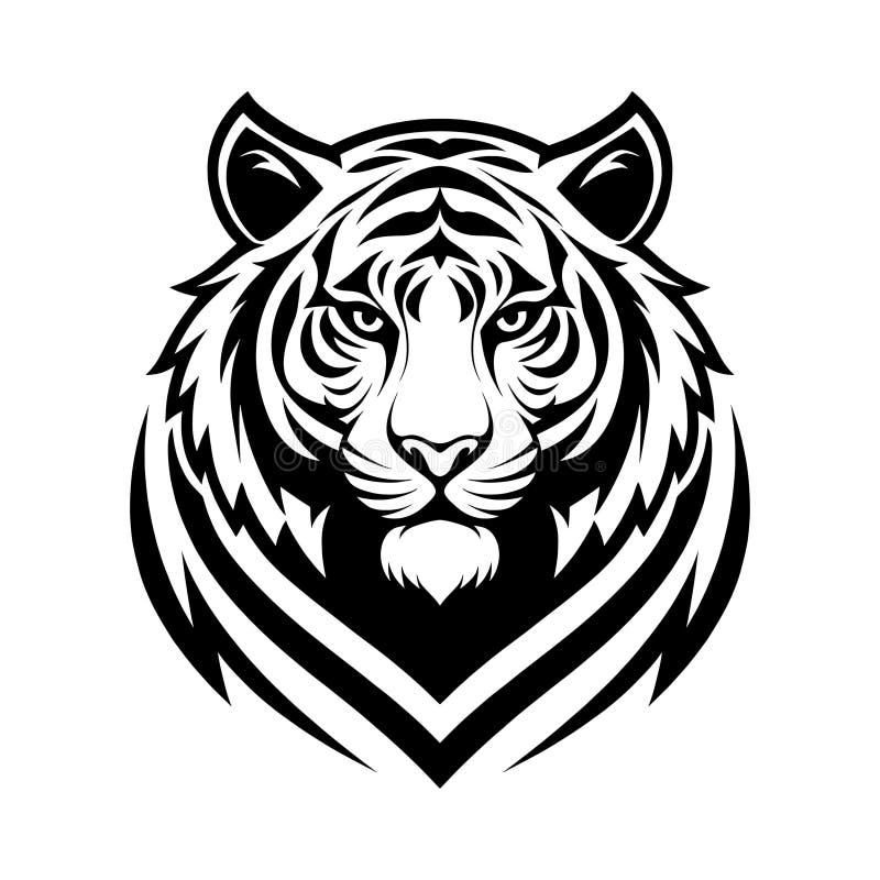 Logo Majestic Tiger Head. Illustrazione in bianco e nero royalty illustrazione gratis