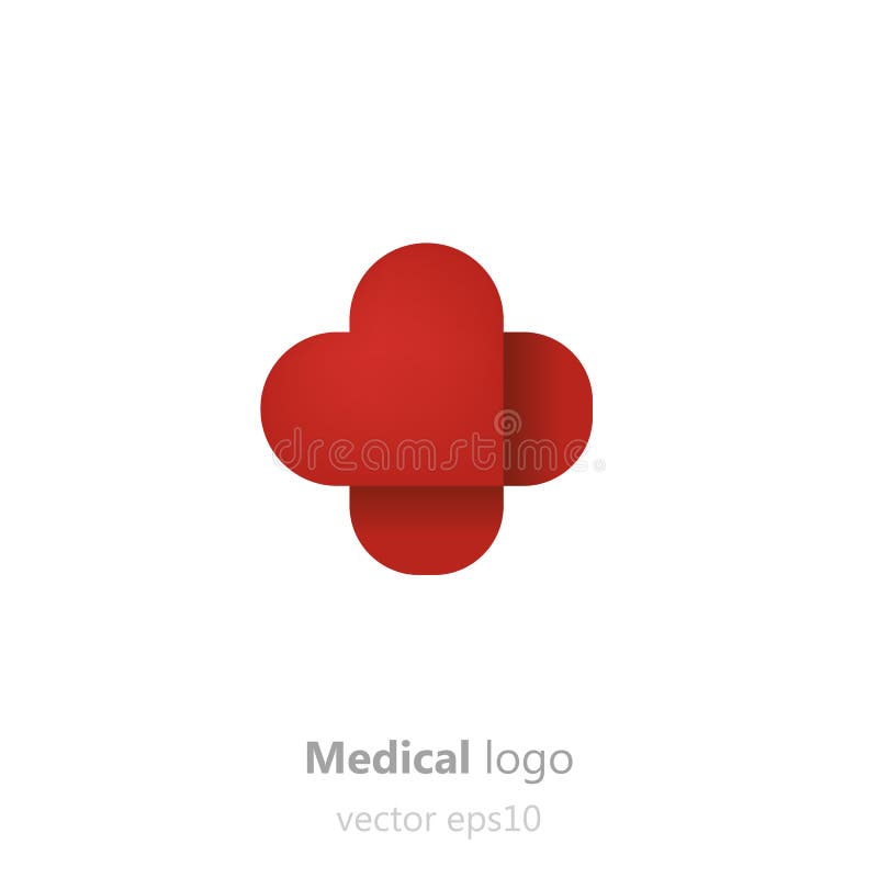 Logo medical concept. adeziv care se lipește sub formă de inimă. logotip pentru spital sau medic vector illustration