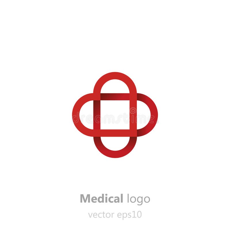 Logo medical concept. adeziv care se lipește sub formă de inimă. logotip pentru spital sau medic stock illustration