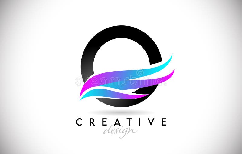 Logo mit kreativen Gradienten-Swooshes. kreativer eleganter Brief oder mit farbigem Vektorsymbol stock abbildung