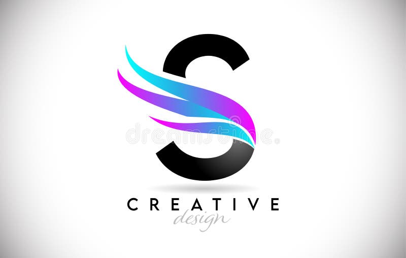 Logo mit kreativen Gradientenschleifen. kreative elegante Buchstaben s mit farbigem Vektorsymbol lizenzfreie abbildung