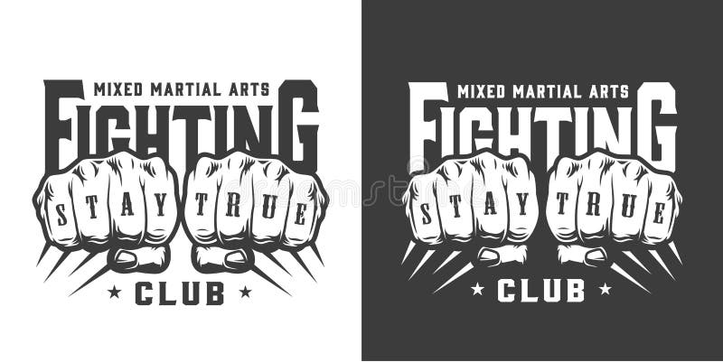 Logo monocromatico del club d'annata di lotta illustrazione di stock