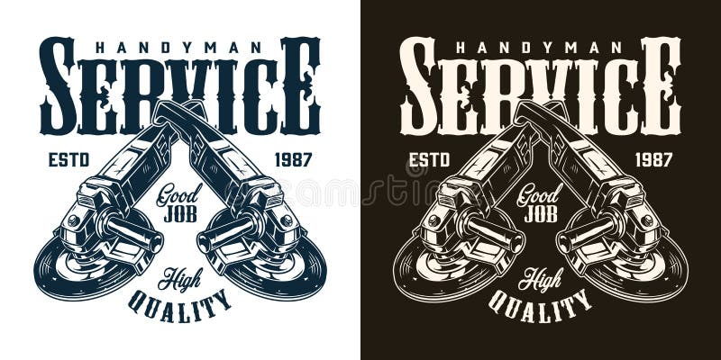 Logo monocromatico del servizio handman illustrazione di stock