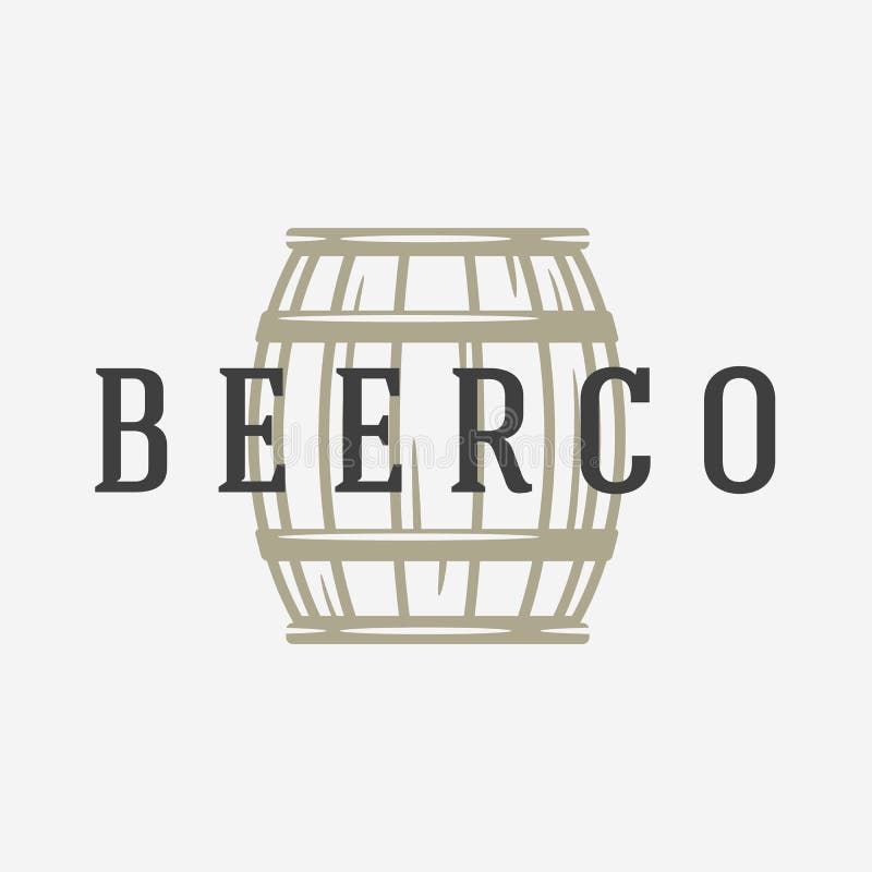 Logo monocromatico della struttura di contorno della botte di legno con posizione per l'illustrazione vettoriale di testo royalty illustrazione gratis