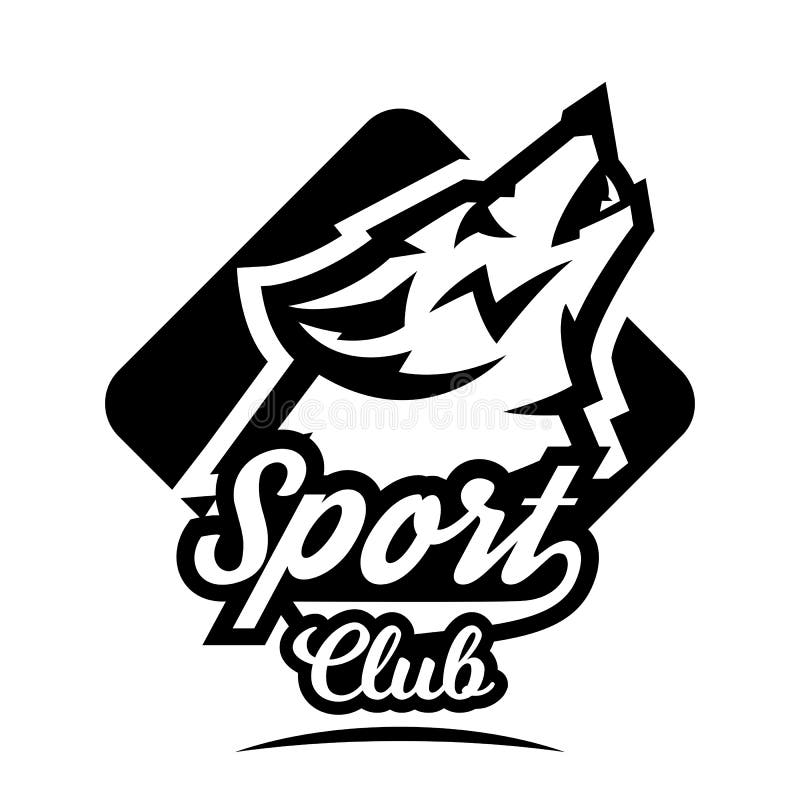 Logo monocromatico, emblema, lupo di urlo royalty illustrazione gratis