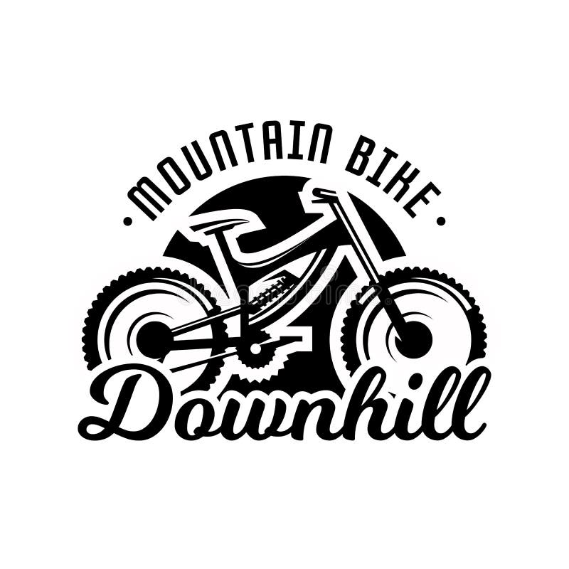 Logo monocromatico, mountain bike In discesa, freeride, sport estremo Illustrazione di vettore illustrazione di stock