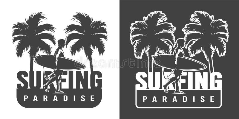 Logo monocromatico praticante il surfing d'annata royalty illustrazione gratis