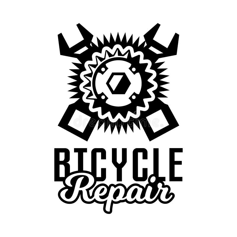 Logo monocromatico, riparazione del mountain bike Illustrazione di vettore illustrazione di stock