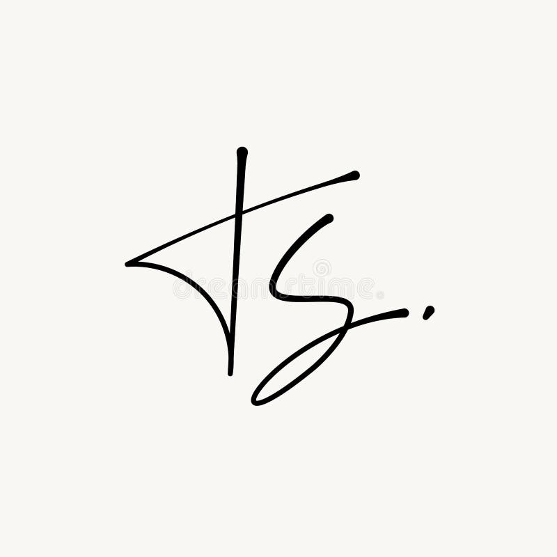 Logo monogramme de ts de t s. Initiales ou icône minimalistes d'écriture de ts avec les éléments floraux. Conception pour épouser