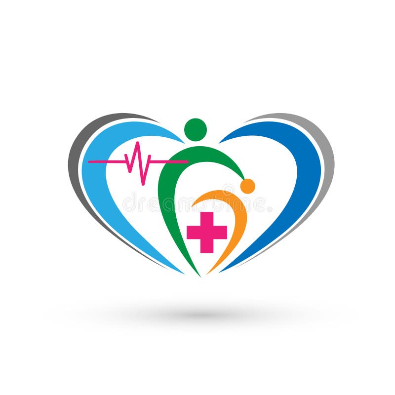 Logo médical de croix de coeur de soins de santé sur le fond blanc