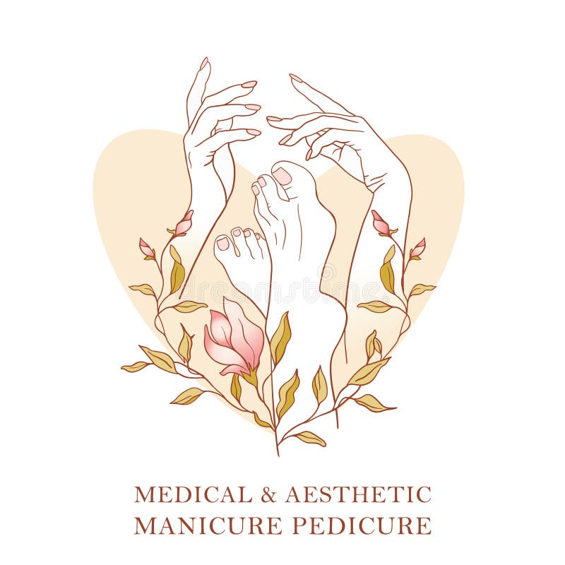 Logo Nail Manicure Pediküre Visitenkarte einfache Stilsymbole für Spa Beauty Salons Fußpflege stock abbildung