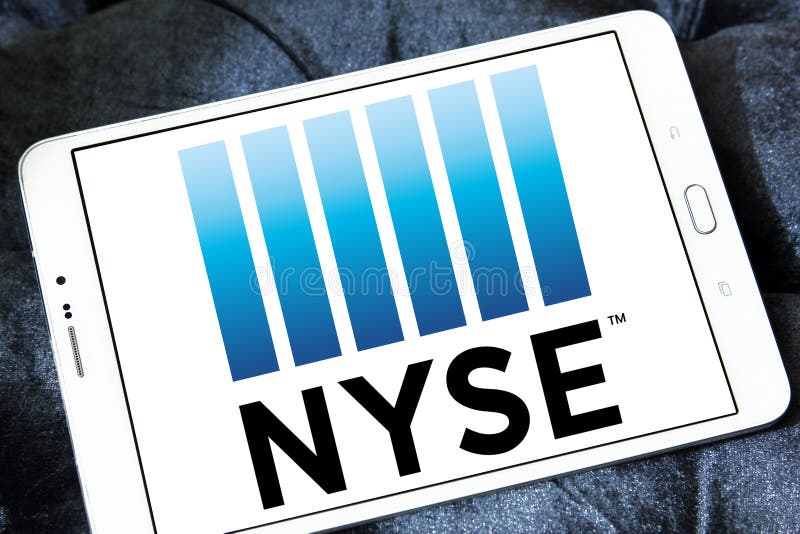 Logo of New York Stock Exchange, NYSE on samsung tablet. NYSE is an American stock exchange located at 11 Wall Street. it is the world`s largest stock exchange by market capitalization of its listed companies. Logo of New York Stock Exchange, NYSE on samsung tablet. NYSE is an American stock exchange located at 11 Wall Street. it is the world`s largest stock exchange by market capitalization of its listed companies