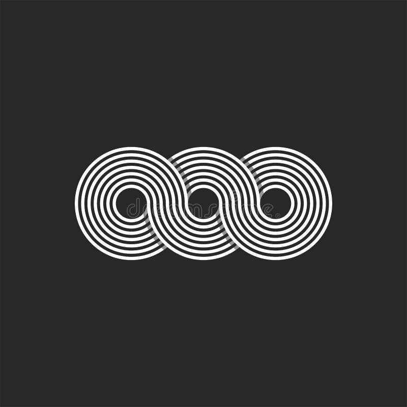 Logo nieskończoności minimalistyczny styl nieskończone okręgi geometryczny kształt z pętli łańcuchowych monogram lub trzy litery n