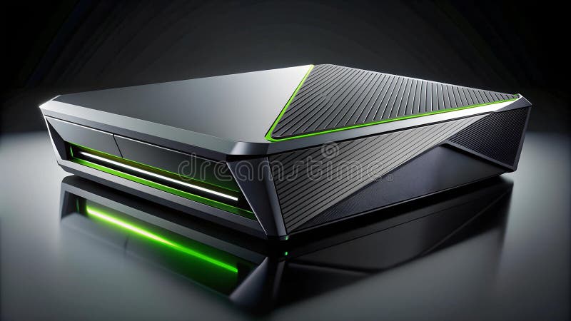Logo nvidia su uno schermo di console da gioco futuristico generato illustrazione di stock