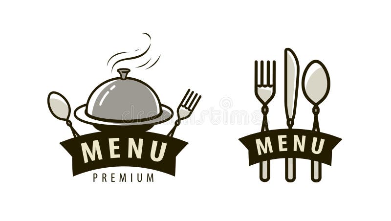Logo o etichetta del menu. illustrazione vettoriale del ristorante di ristorazione illustrazione di stock