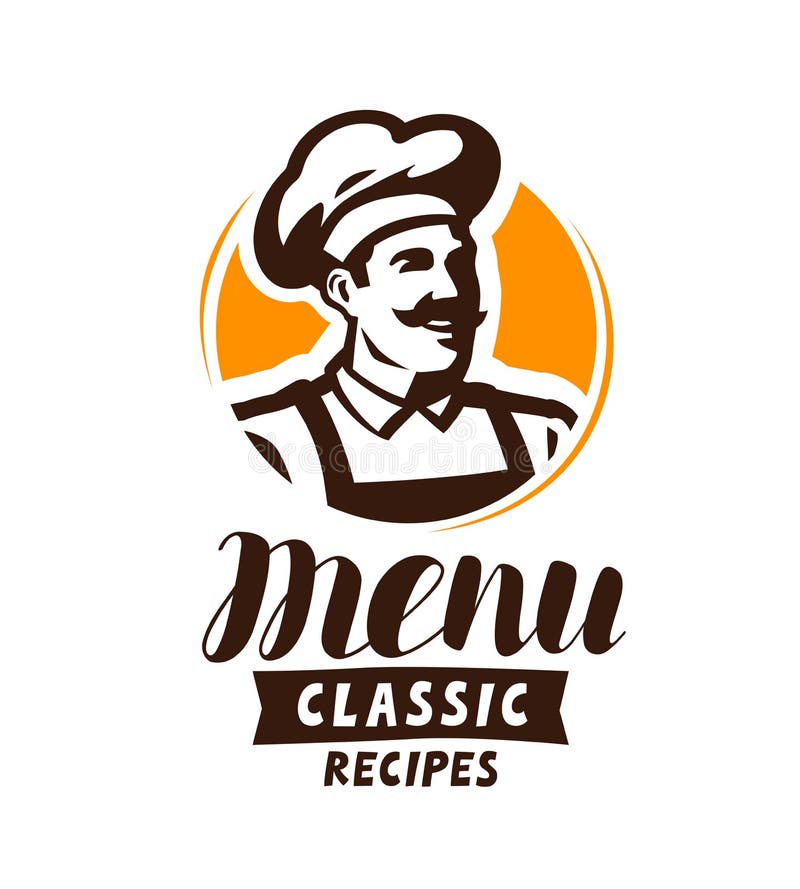 Logo o etichetta del menu del ristorante Concetto dell'alimento Illustrazione di vettore royalty illustrazione gratis