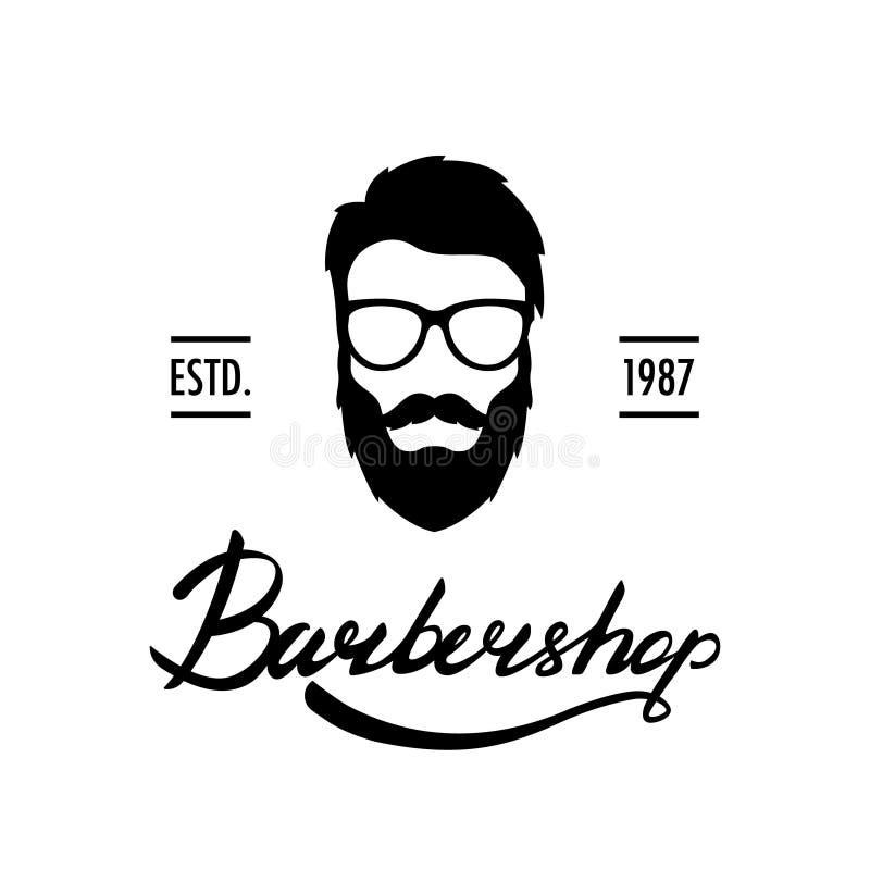 Logo o etichetta di Barber Shop Ritratto dell'uomo con la barba ed i baffi illustrazione di stock Logo o etichetta di Barber Shop Ritratto dell'uomo con la barba ed i baffi illustrazione di stock