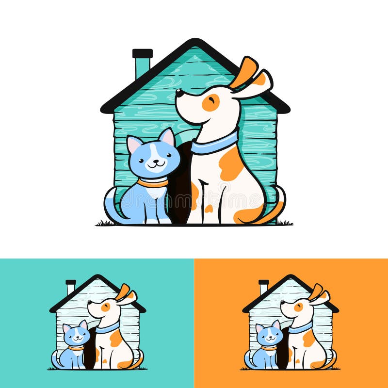 Logo per cani e gatti - logo semplice per il vettore di salvataggio per l'adozione di temi per animali domestici illustrazione di stock