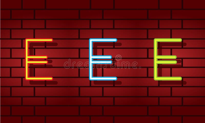 Logo per l'icona della lettera iniziale basata sulla lettera E Neon illustrazione di stock