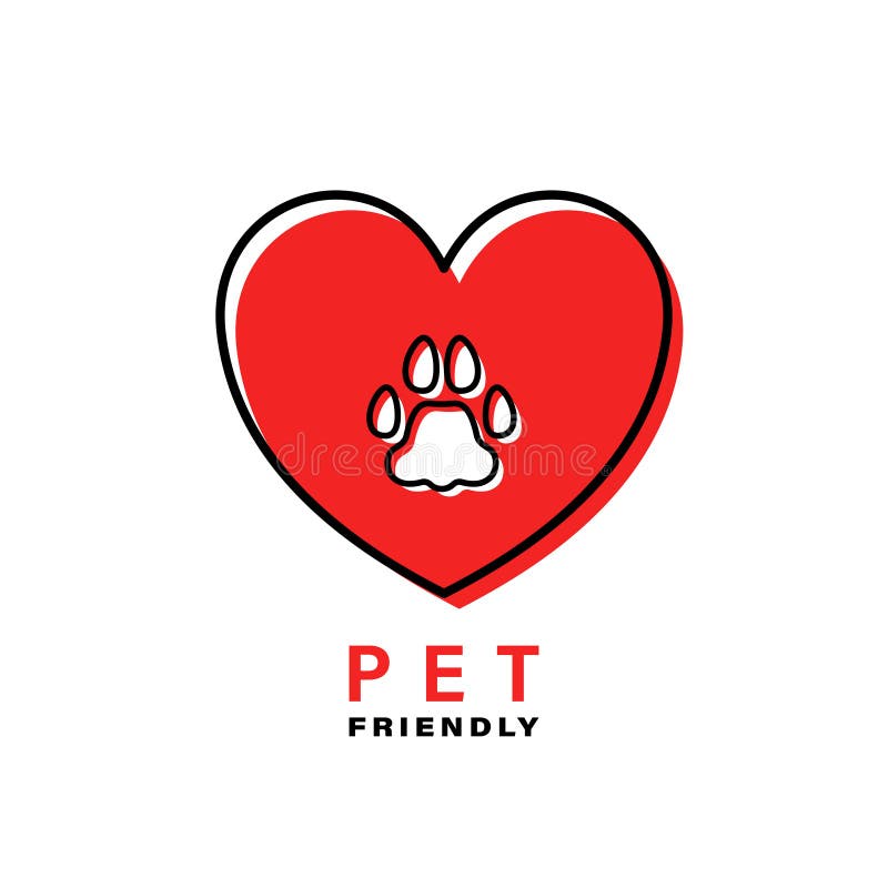 Logo pet friedly 2 stock vector. Illustration of heart - 177186255