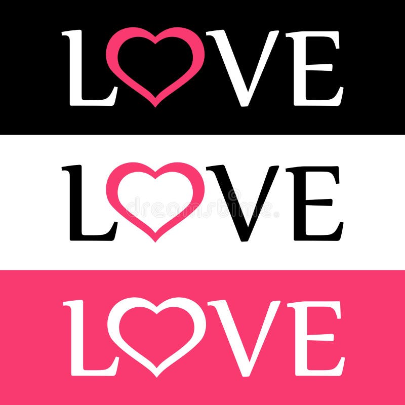 Logo plat de style de l'amour avec le signe de coeur illustration stock Logo plat de style de l'amour avec le signe de coeur illustration stock