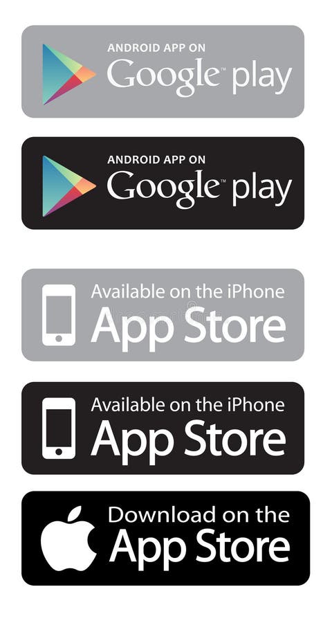 Logo przycisku logo Google Play i App Store