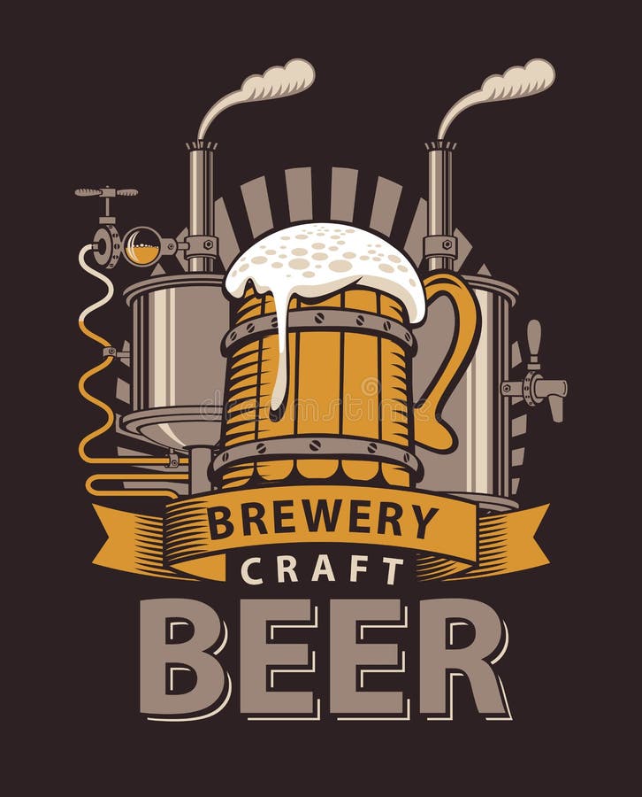 Logo for a pub or a brewery with wooden mug