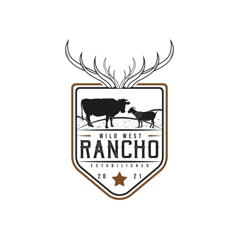 Vintage Retro Farm Cattle Angus Livestock Beef Logo. Wild West Cowboy Ranch. Cow, goat, and sheep icon. Premium and Luxury Logo