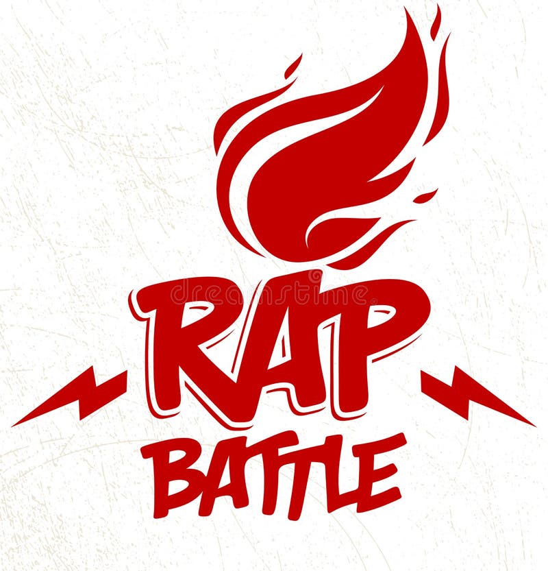 Logo rap bitew lub emblemat z ogniem ognia i piorun hip hop hot rhymes music festival lub royalty ilustracja