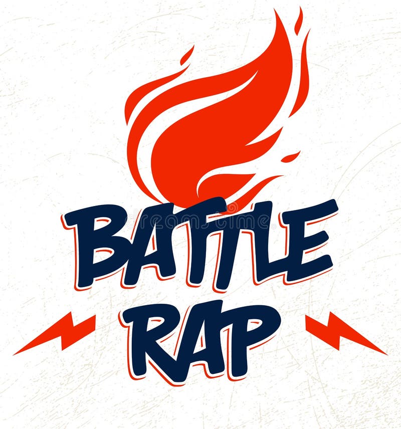 Logo rap bitew lub emblemat z ogniem ognia i piorun hip hop hot rhymes music festival lub royalty ilustracja