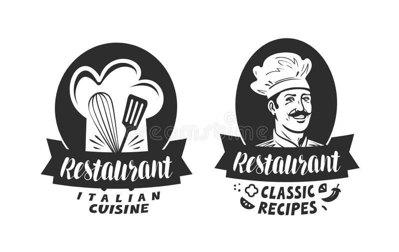Logo restauracja Knajpa, gość restauracji, bistro etykietka Literowanie wektoru ilustracja