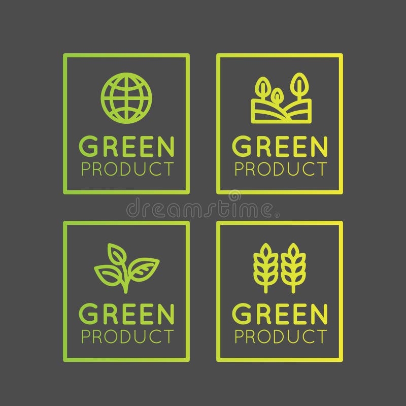 Logo Set Badge Fresh Organic, producto de Eco, bio insignia de la etiqueta del ingrediente con la hoja, tierra, color verde de la stock de ilustración Logo Set Badge Fresh Organic, producto de Eco, bio insignia de la etiqueta del ingrediente con la hoja, tierra, color verde de la stock de ilustración