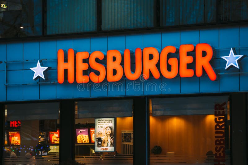  Hesburger on Wall of Fast Food Restaurant 