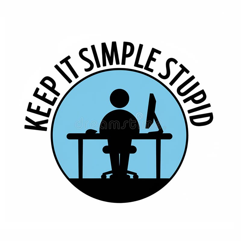 A logo with a silhouette of a person sitting at a desk vector illustration