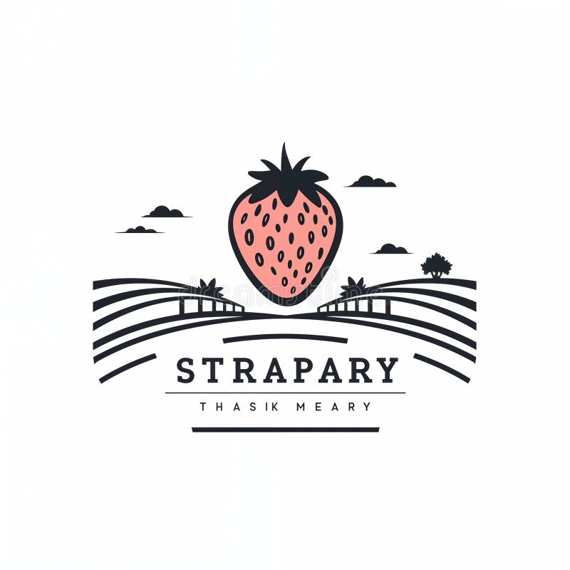 Logo for a Strawberry Farm with Sample Font. AI Generated Stock