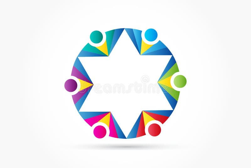 Logo teamwork business people in a circle shape vector illustration
