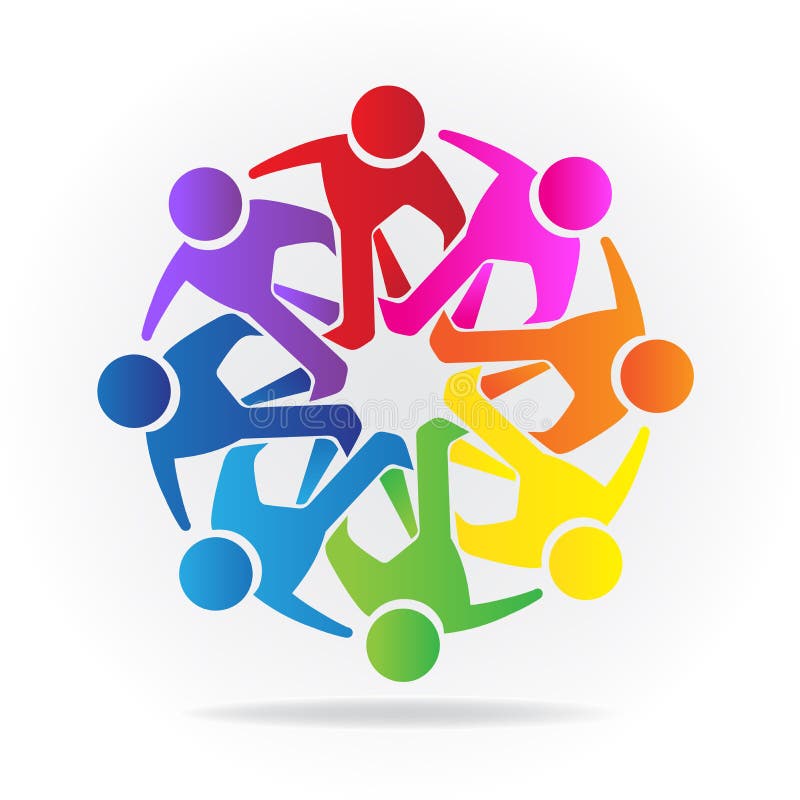 Logo teamwork business people around vector design stock illustration