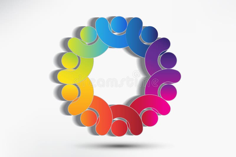 Logo teamwork business people unity partners friendship in a hug stock illustration