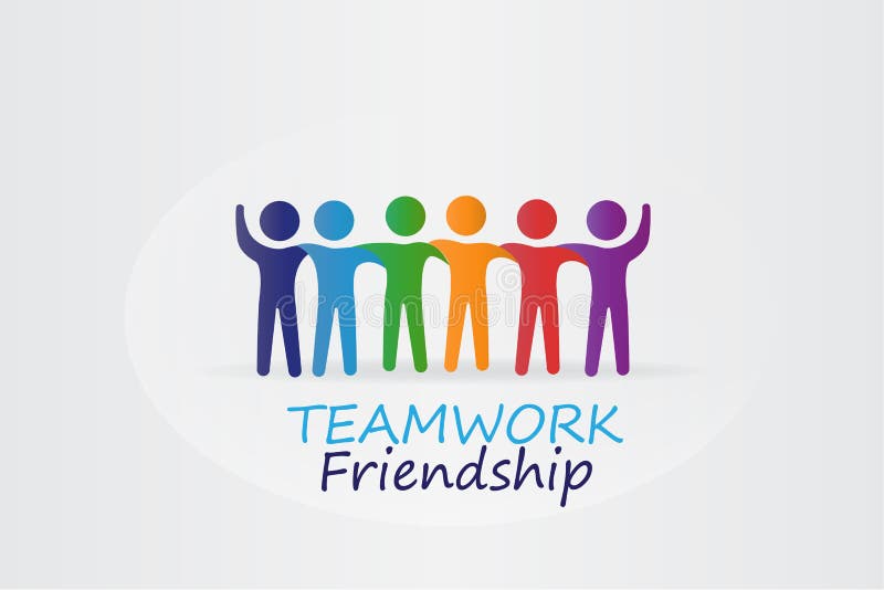 Logo teamwork friendship hugging people vector illustration