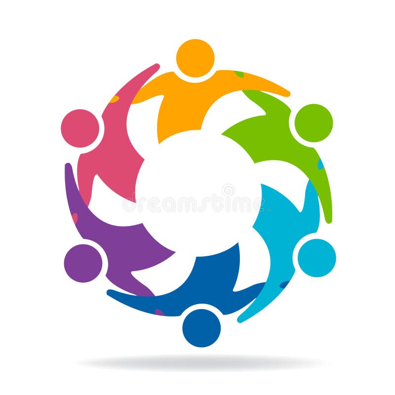 Logo teamwork friendship unity business colorful people icon logotype vector vector illustration