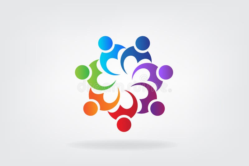 Logo teamwork love heart people icon vector vector illustration