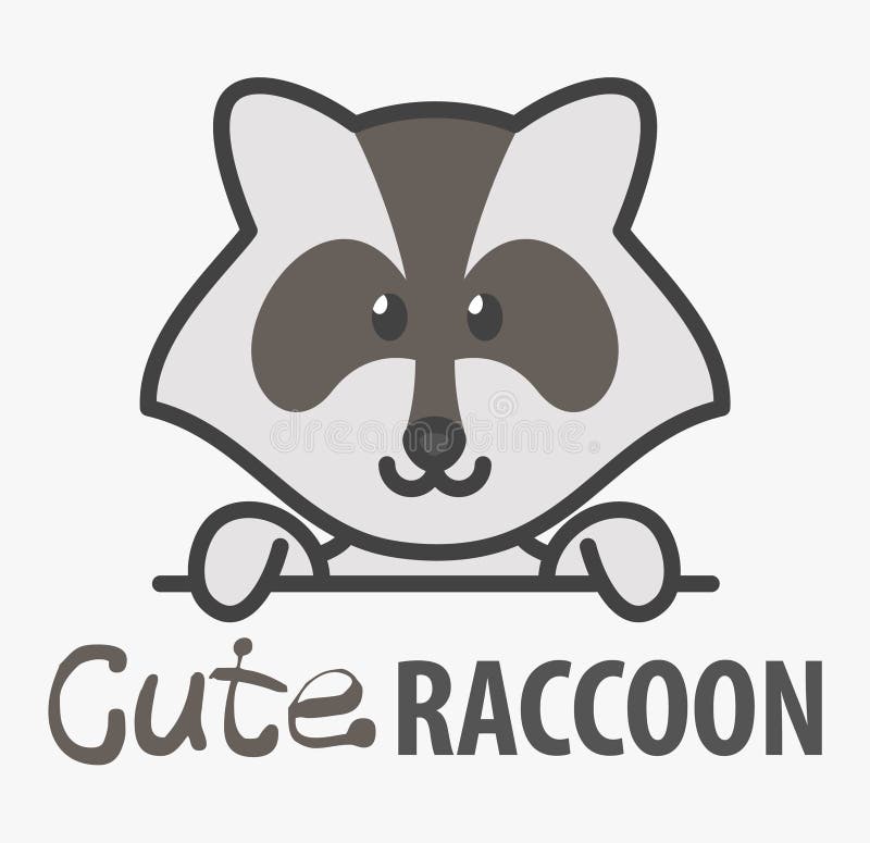 Logo template with cute raccoon. Vector logo design template for zoo, veterinary clinics and animal shelters. Cartoon coon logo. vector illustration Logo template with cute raccoon. Vector logo design template for zoo, veterinary clinics and animal shelters. Cartoon coon logo. vector illustration