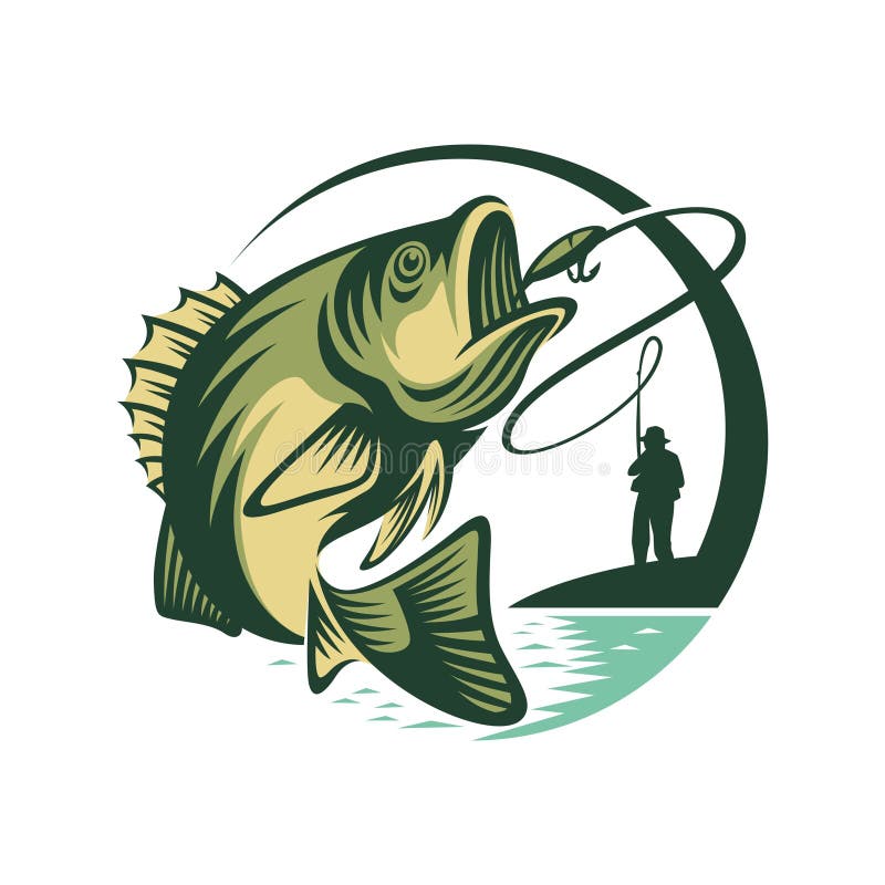 Logo Template Fish en Visser stock illustratie Logo Template Fish en Visser stock illustratie