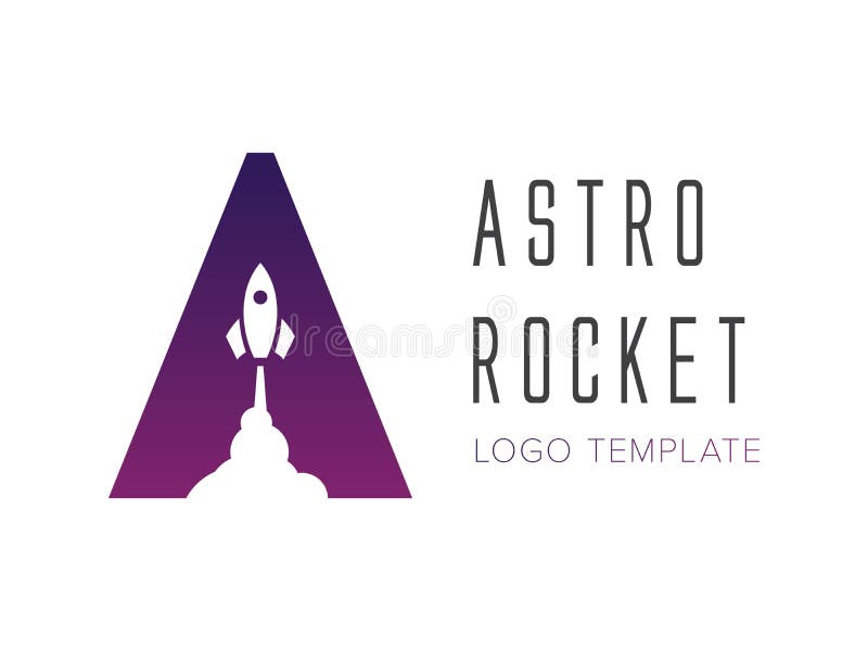 Logo template letter A with rocket launch symbol. stock illustration