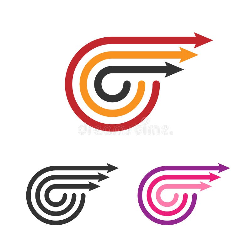 Logo Template Set. Three Arrows. Line Style Logotype. Vector. royalty free illustration